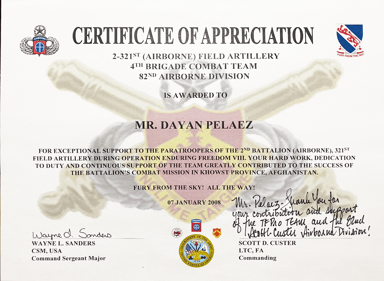 certificate of appreciation